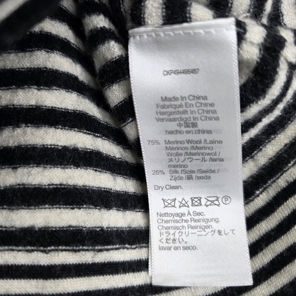 Madewell Merino Wool-Silk Blend Crewneck Sweater Black White Striped Top Size XL - Picture 8 of 15